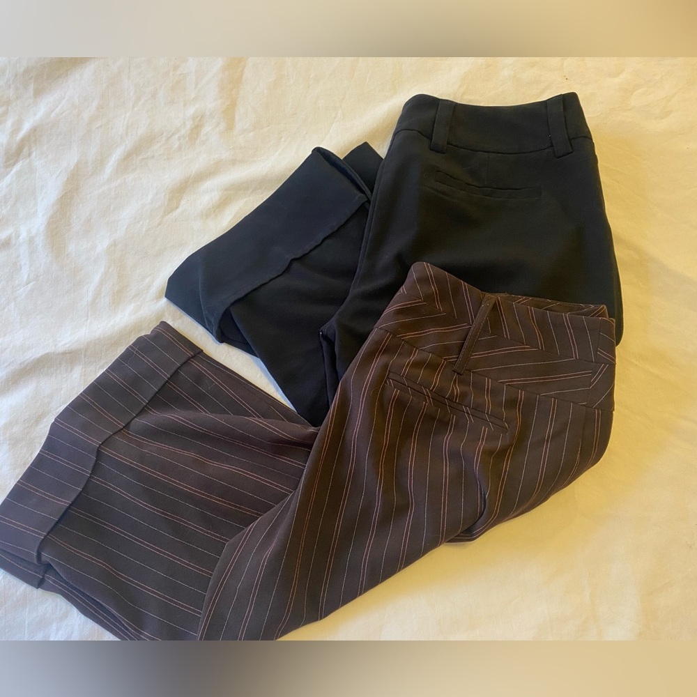 A. Byer Black and Brown Pinstripe Women's Bermuda Shorts Duo